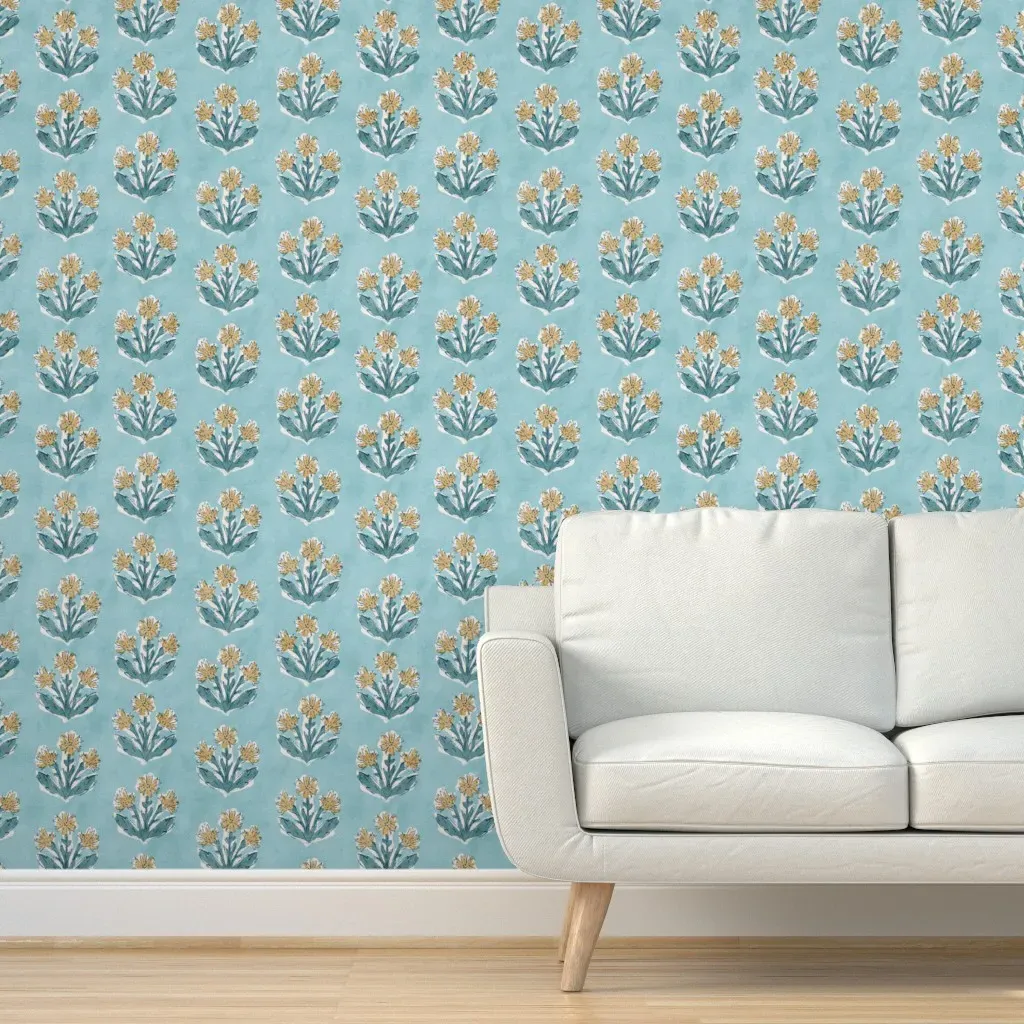 Boho Wildflower Peel and Stick Wallpaper - Aqua product