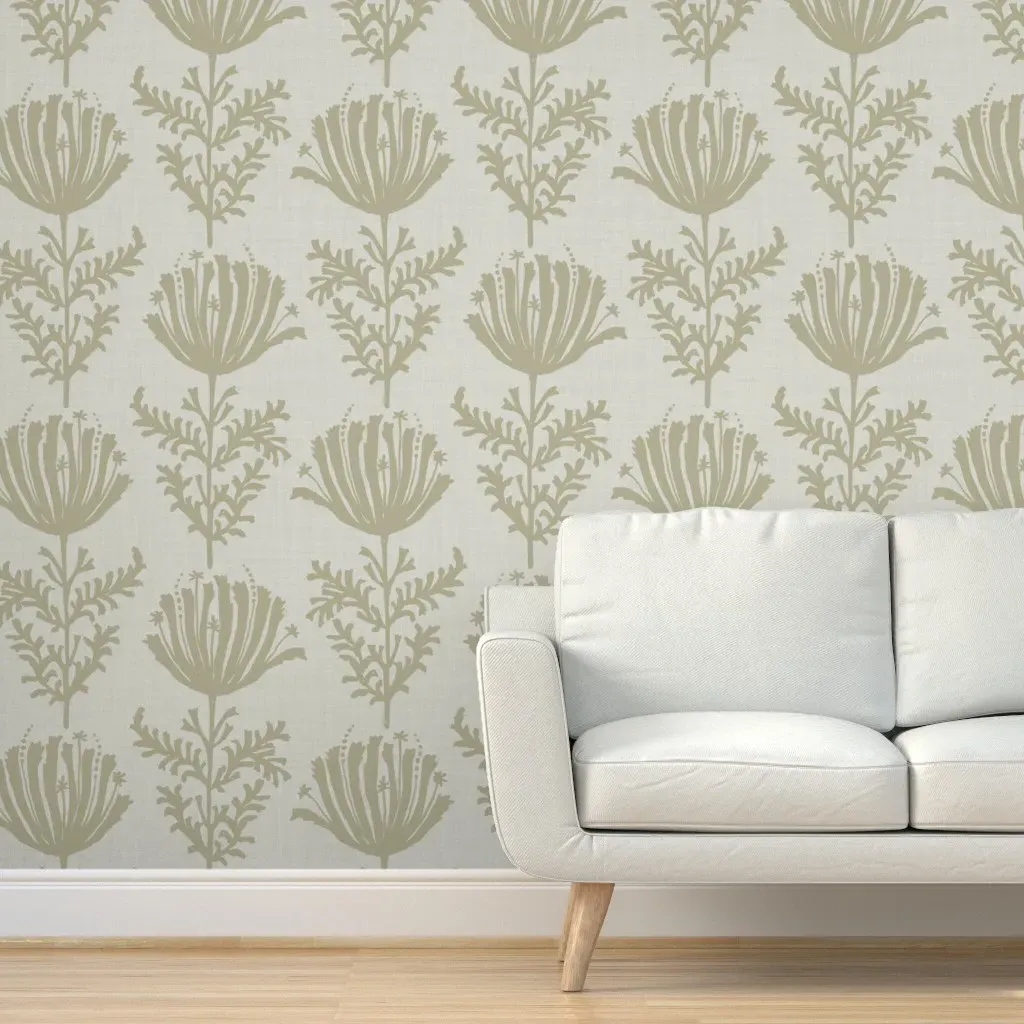 Boho Wildflower Vertical Rows Peel and Stick Wallpaper - Sage Green product