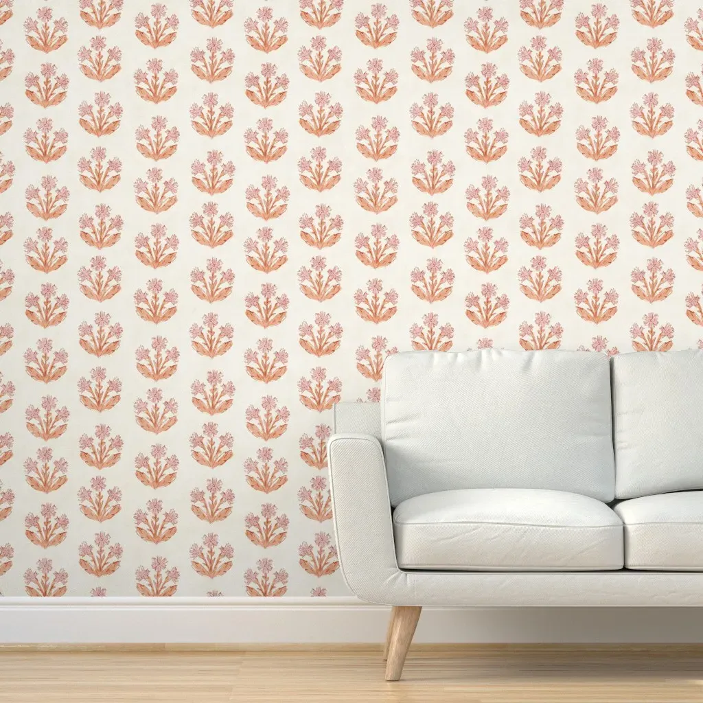 Boho Wildflowers In The Snow Peel and Stick Wallpaper - Dusty Rose product
