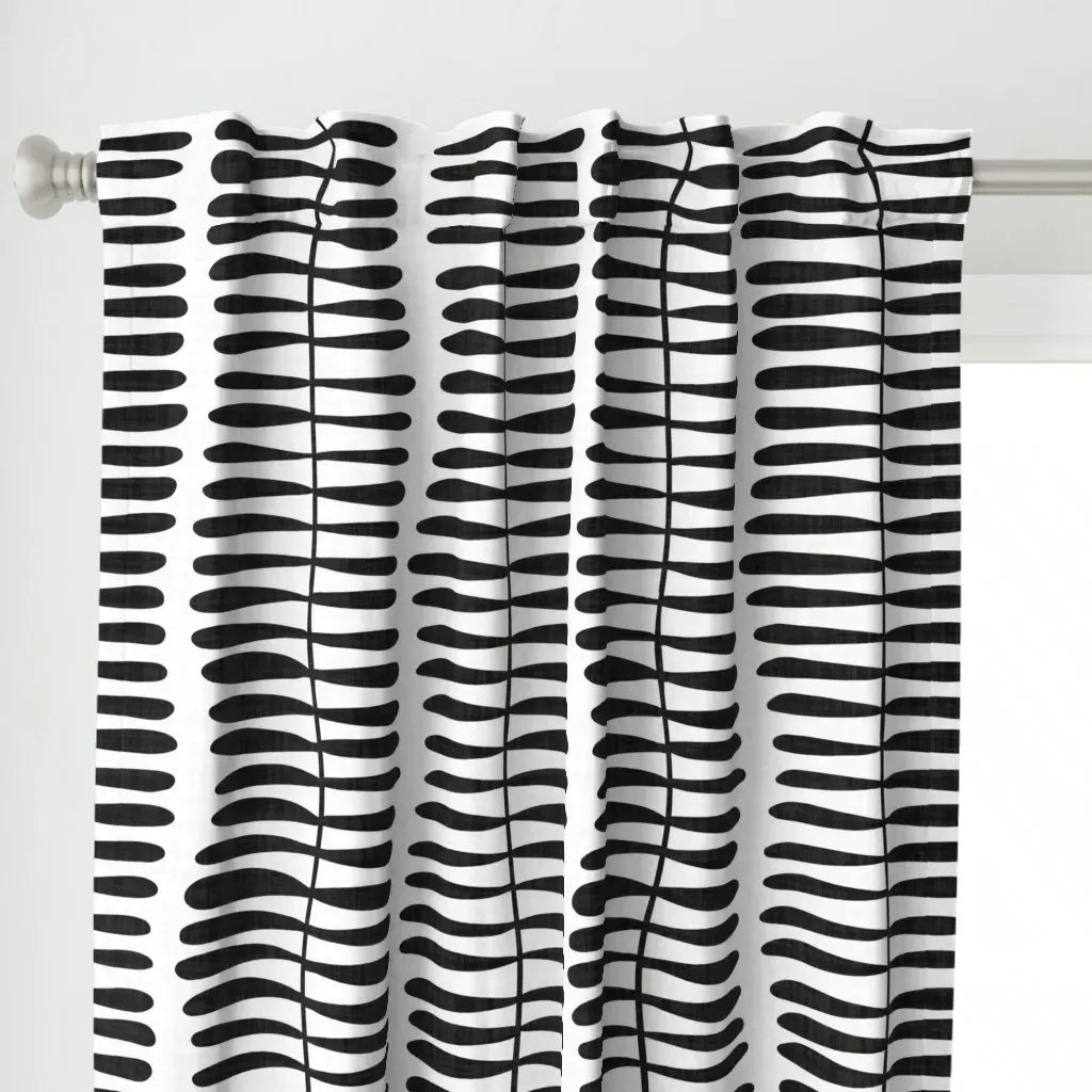 Bold Abstract Plant Curtain Panel - Black alternate view