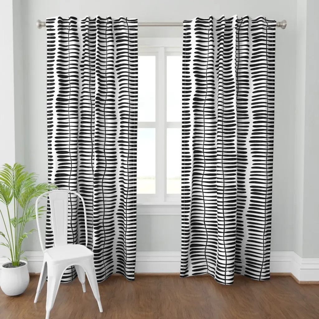 Bold Abstract Plant Curtain Panel - Black product