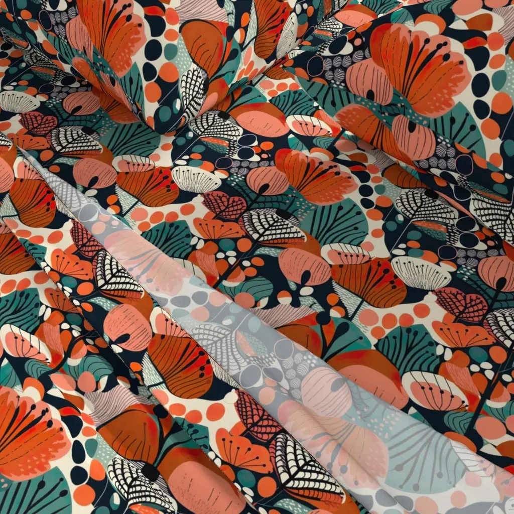Bold Blossoms Queen Size Sheet Set - Burnt Orange alternate view