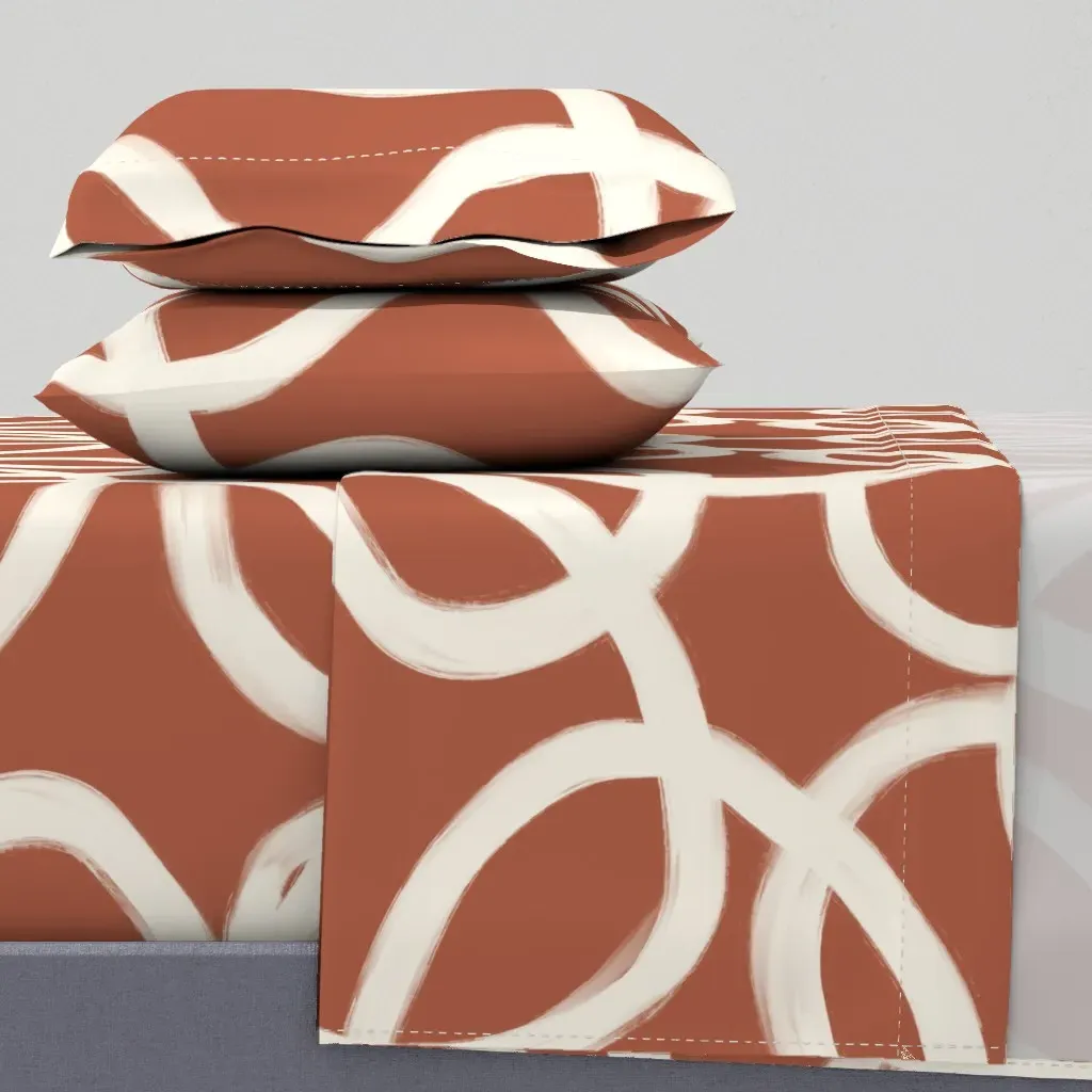 Bold Brushstroke Loops Colorful Leaves Full Sheet Set - Off-White product
