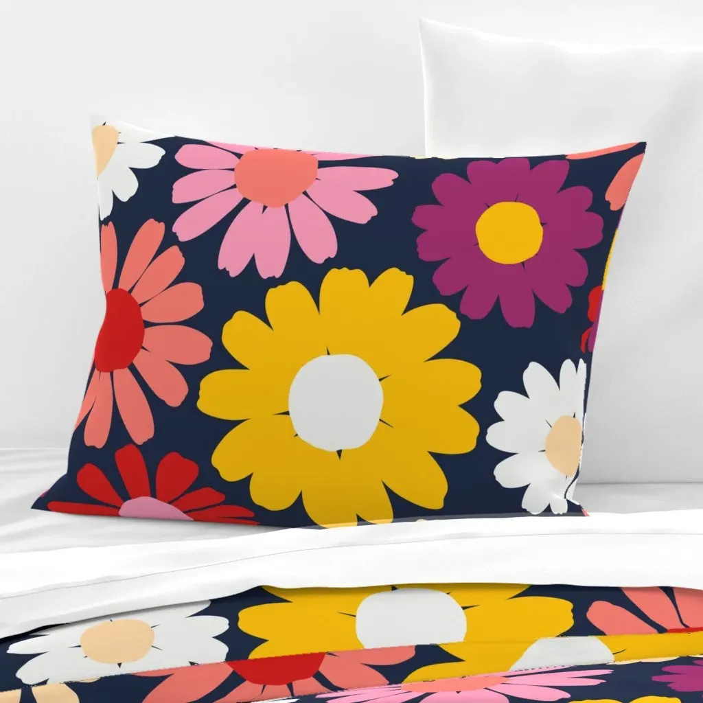 Bold Daisy Floral Standard Knife Edge Cushion - Yellow, Cotton Sateen product