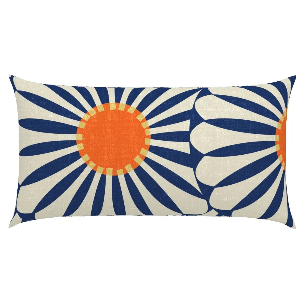 Bold Daisy Flower Pattern King Pillow Sham - Navy Blue product