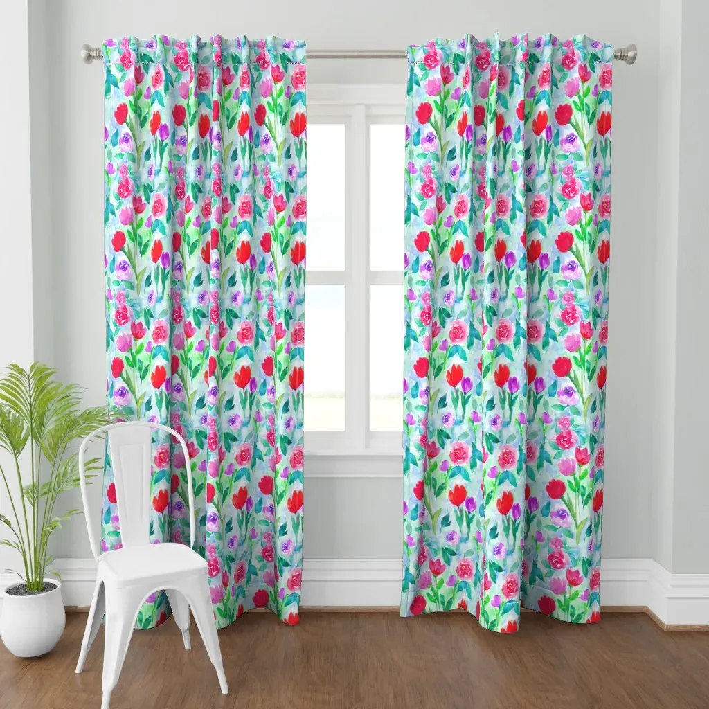 Bold Floral Curtain Panel - Red product