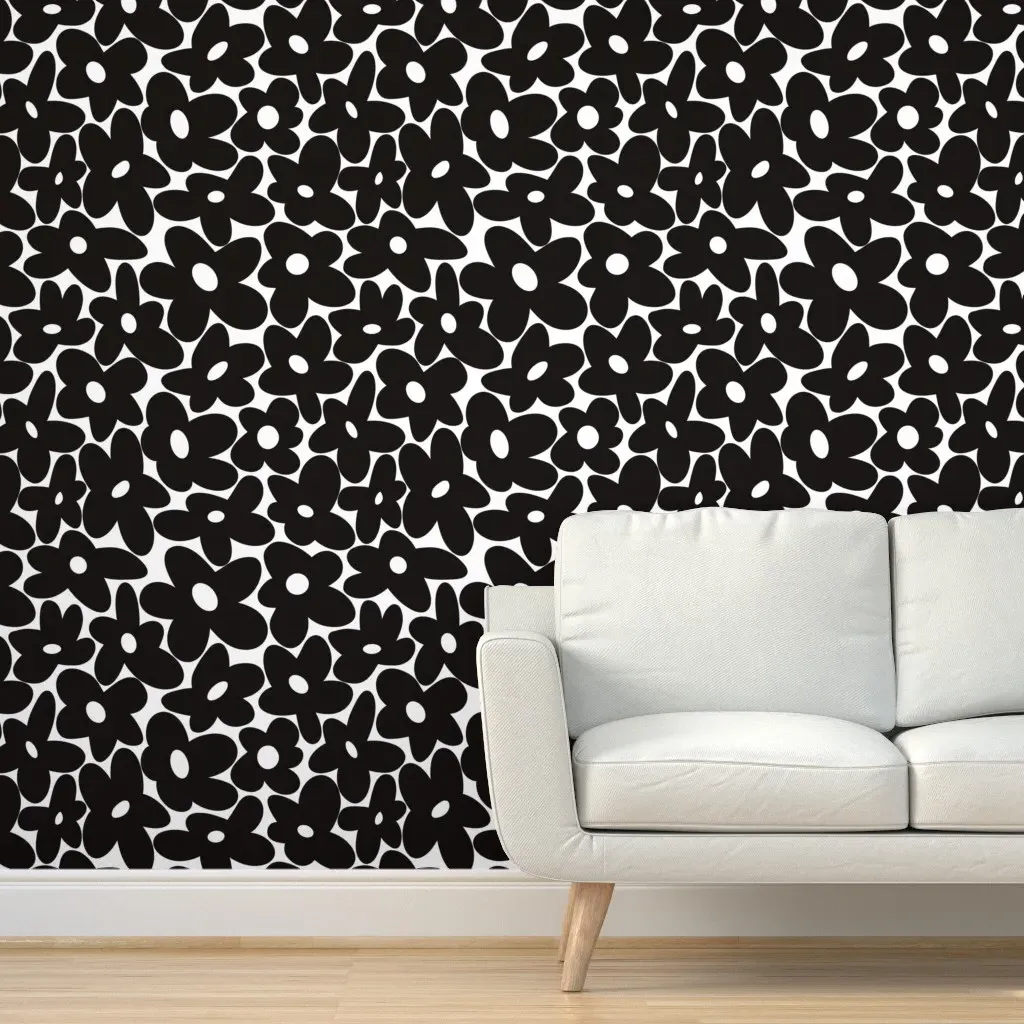 Bold Floral Peel and Stick Wallpaper - Black and White product