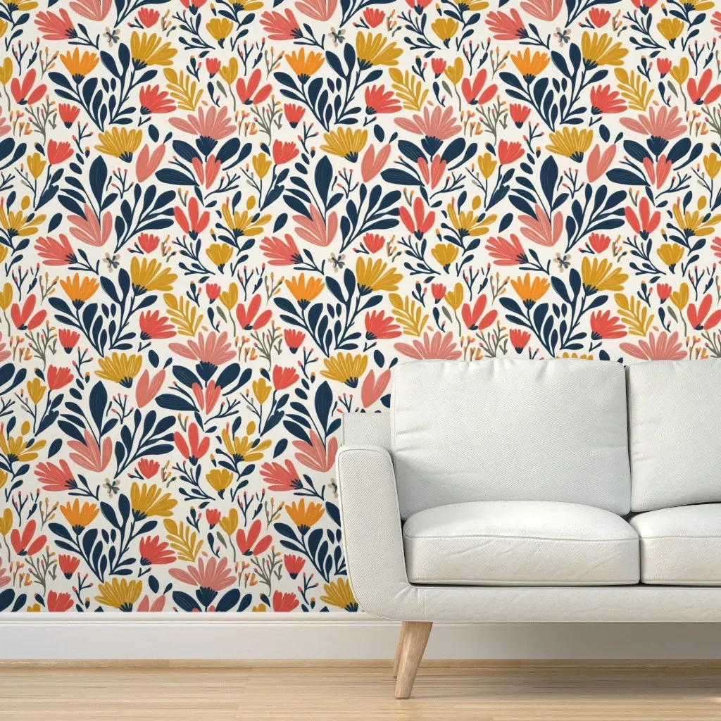Bold Flower Market Peel and Stick Wallpaper - Mustard Yellow product