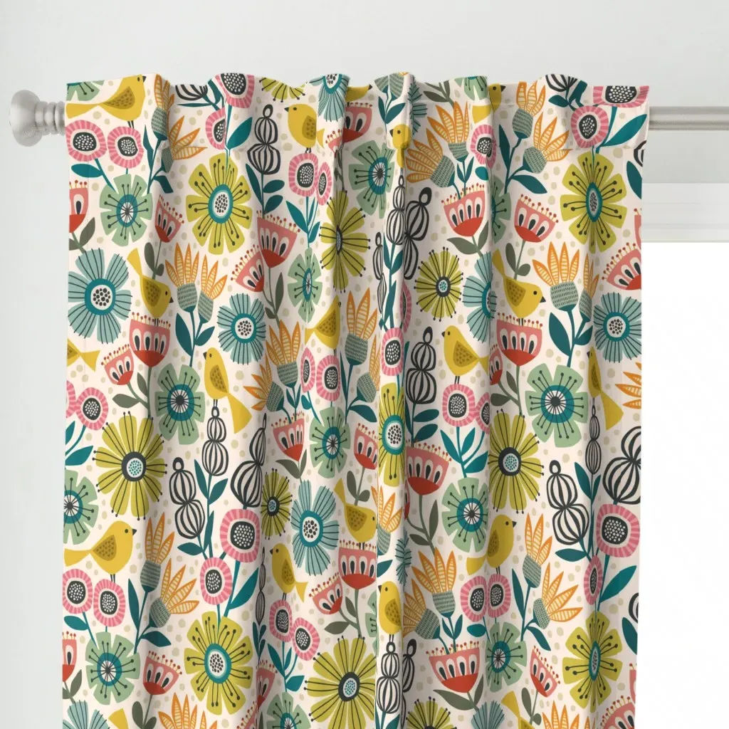 Bold Flowers L Curtain Panel - Yellow alternate view