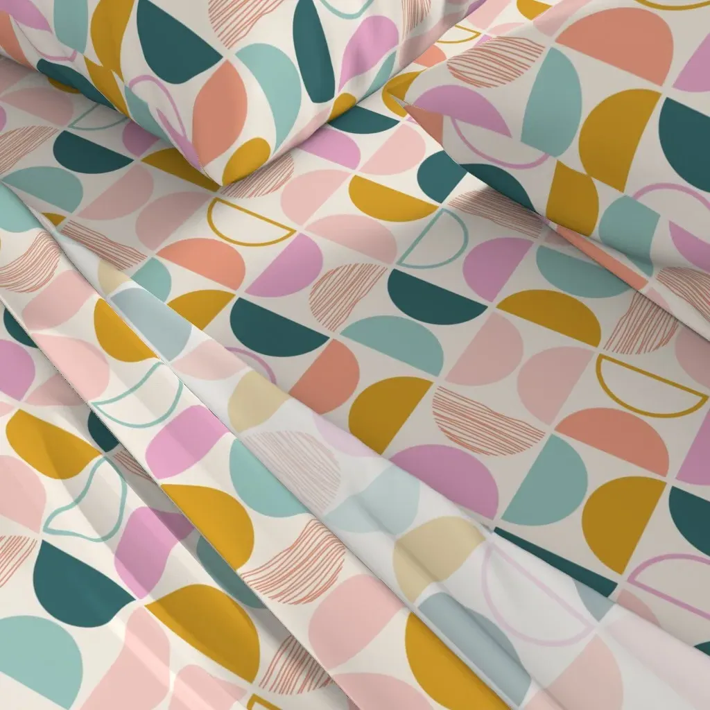 Bold Geometric Half Circles Full Sheet Set - Mustard Yellow alternate view