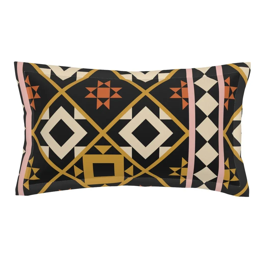 Bold Geometric King Pillow Sham - Black, Gold product