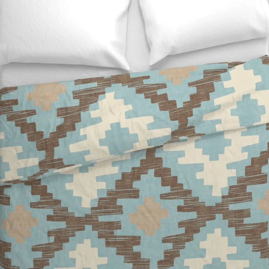 Bold Kilim Duvet Cover - Light Blue alternate view