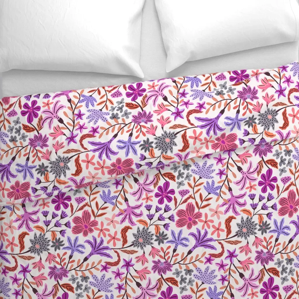 Bold Maximalist Floral Duvet Cover - Purple alternate view