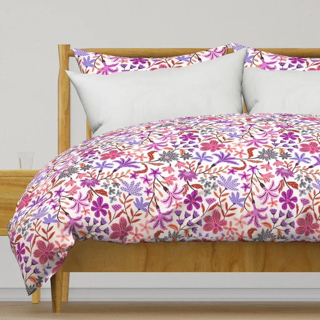 Bold Maximalist Floral Duvet Cover - Purple product