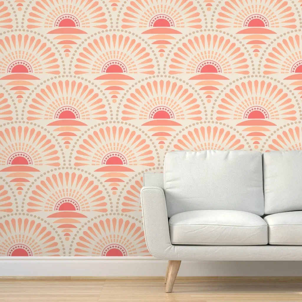 Bold Minimalism Sunset Peel and Stick Wallpaper - Coral product