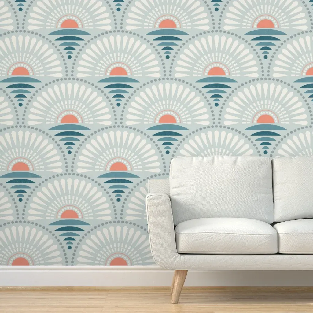 Bold Minimalism Sunset Peel and Stick Wallpaper - Mint, Aqua product