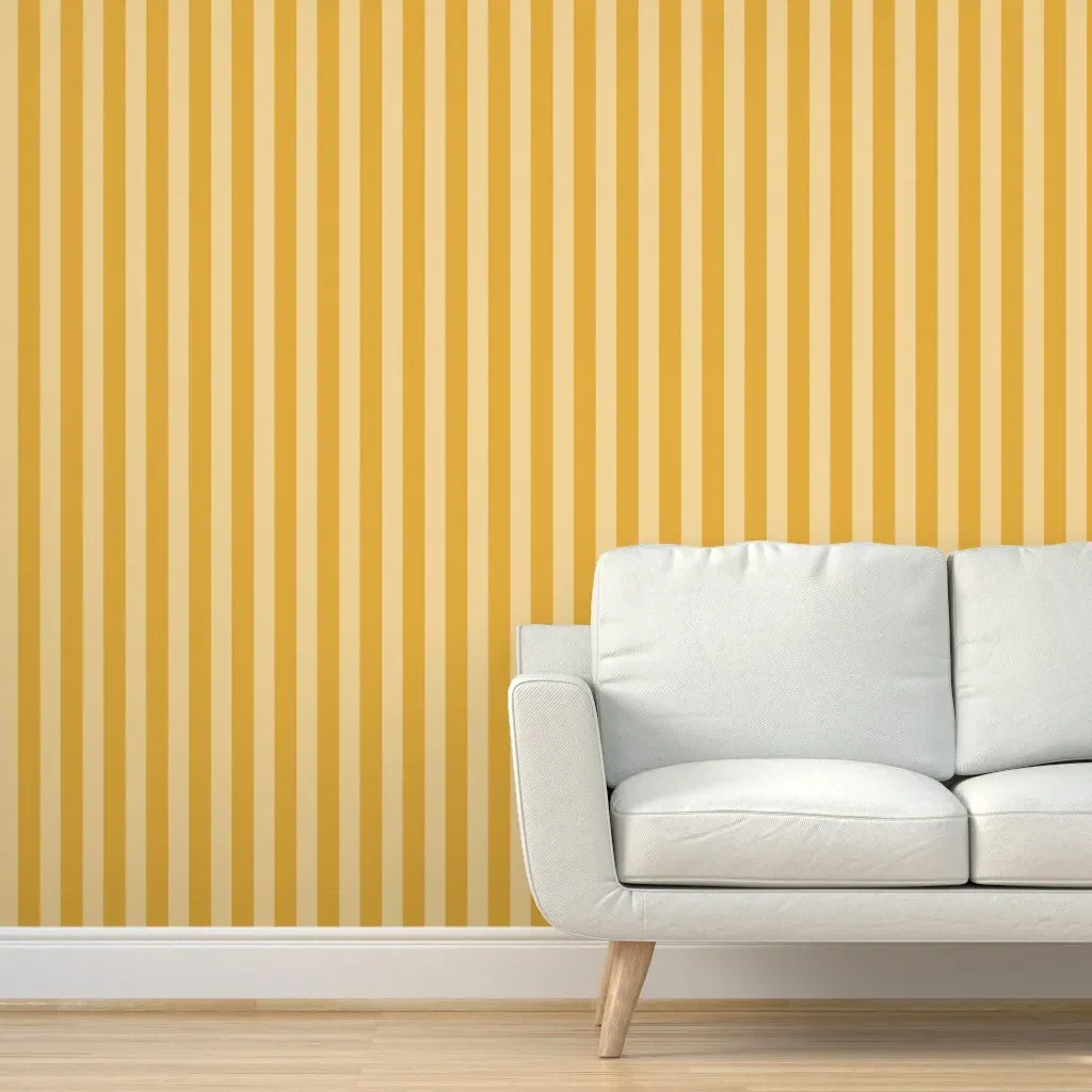 Bold Ochre Pinstripe Peel and Stick Wallpaper - Golden Yellow product