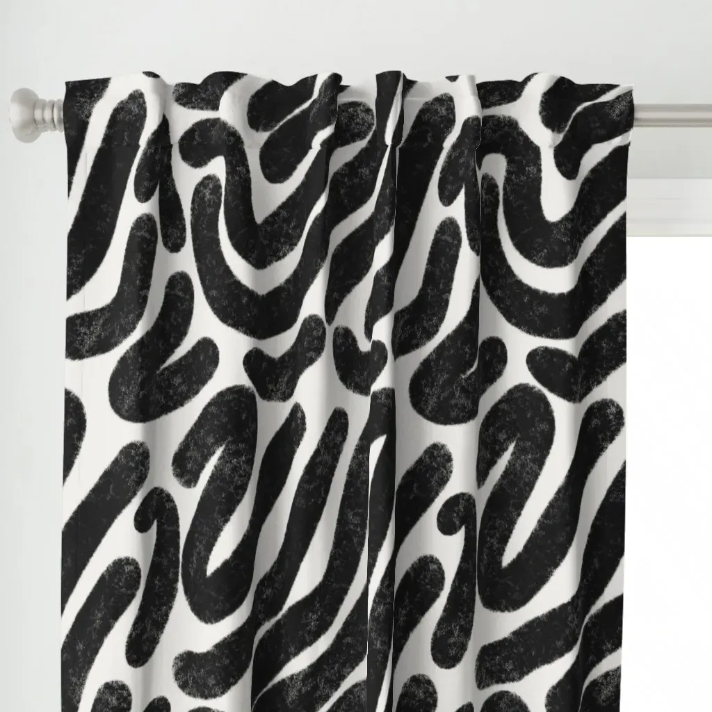Bold Pastel Strokes Curtain Panel - Black alternate view