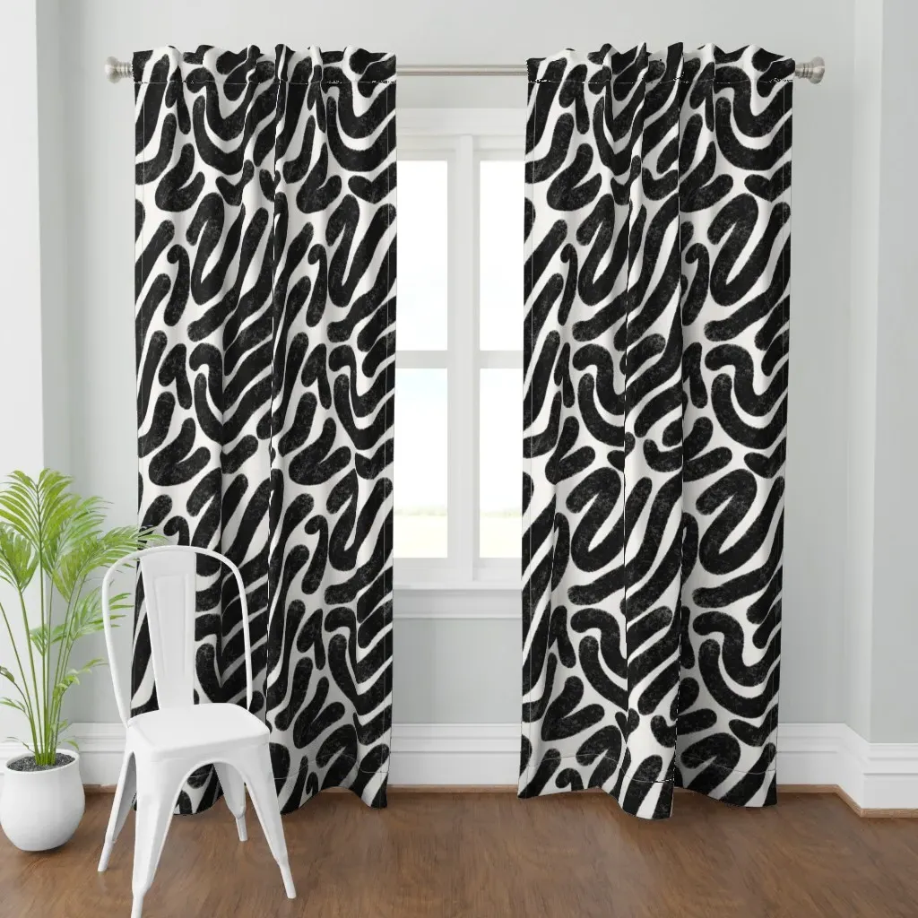 Bold Pastel Strokes Curtain Panel - Black product