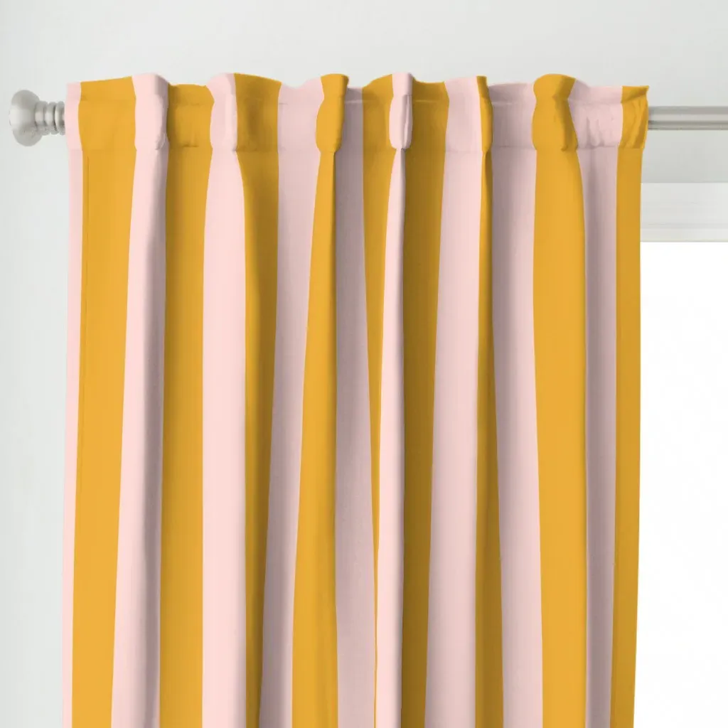Bold Pink & Mustard 3" Curtain Panel - Mustard Yellow alternate view