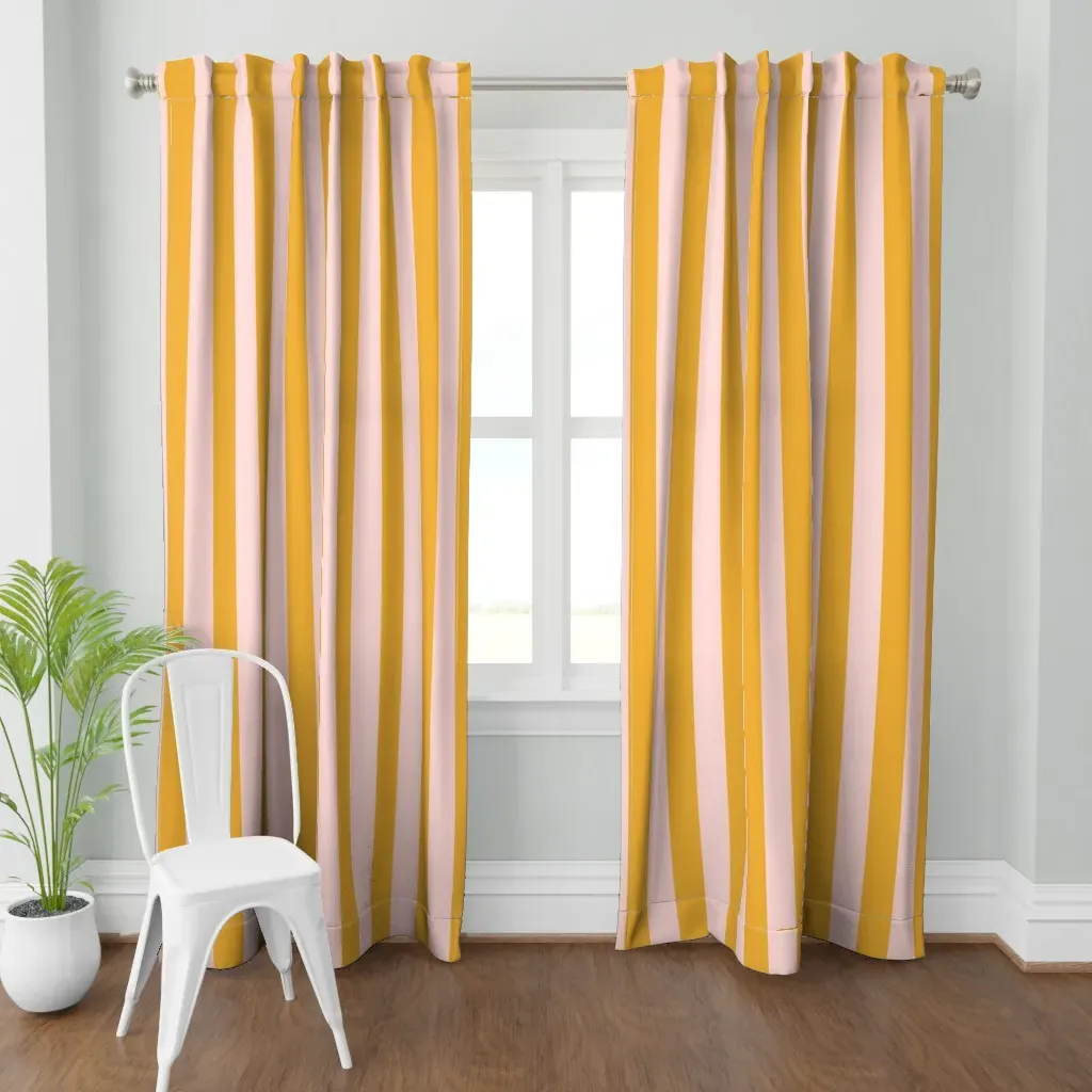 Bold Pink & Mustard 3" Curtain Panel - Mustard Yellow product