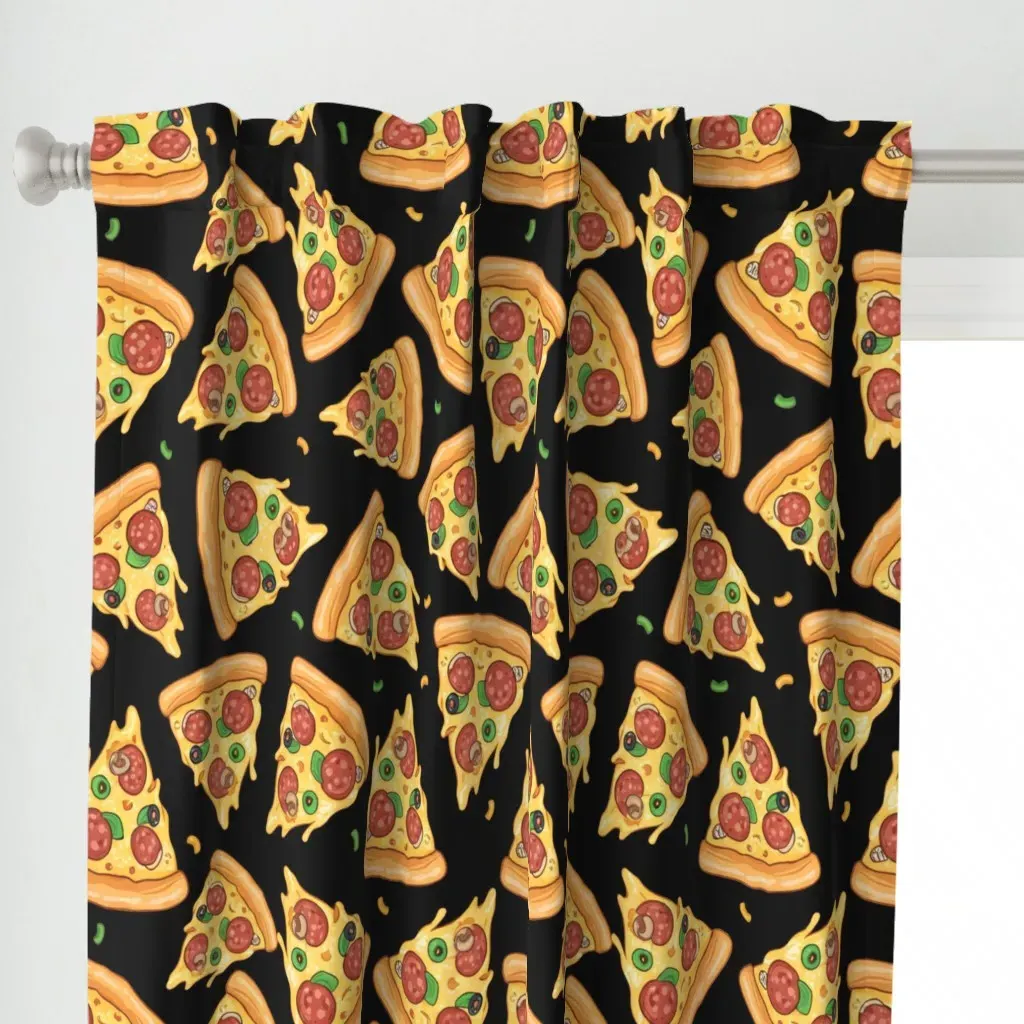 Bold Pizza Slices Curtain Panel - Yellow alternate view