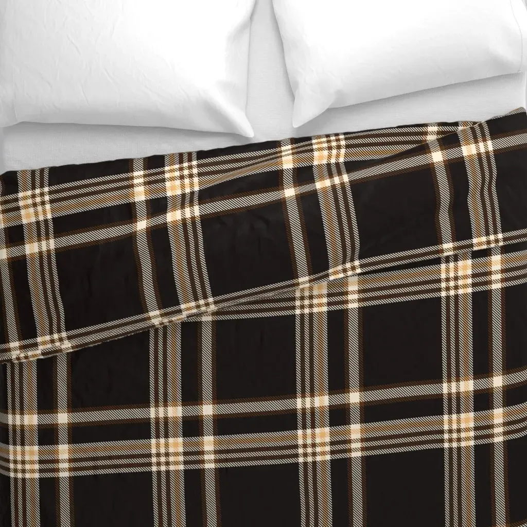 Bold Tartan Duvet Cover - Brown, Beige alternate view