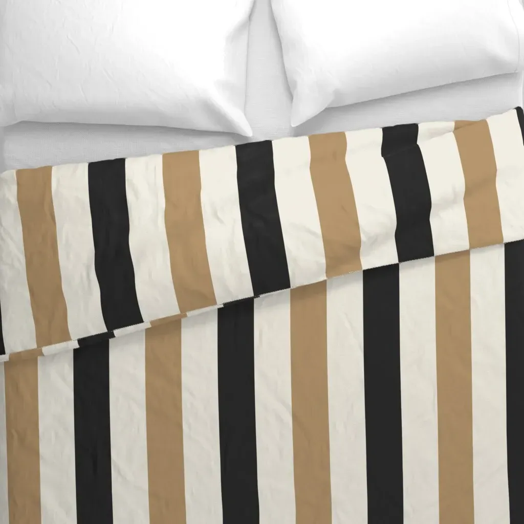 Bold Wide Thick Stripes Duvet Cover - Beige alternate view