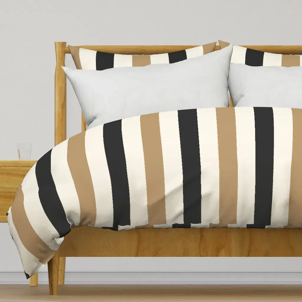 Bold Wide Thick Stripes Duvet Cover - Beige product