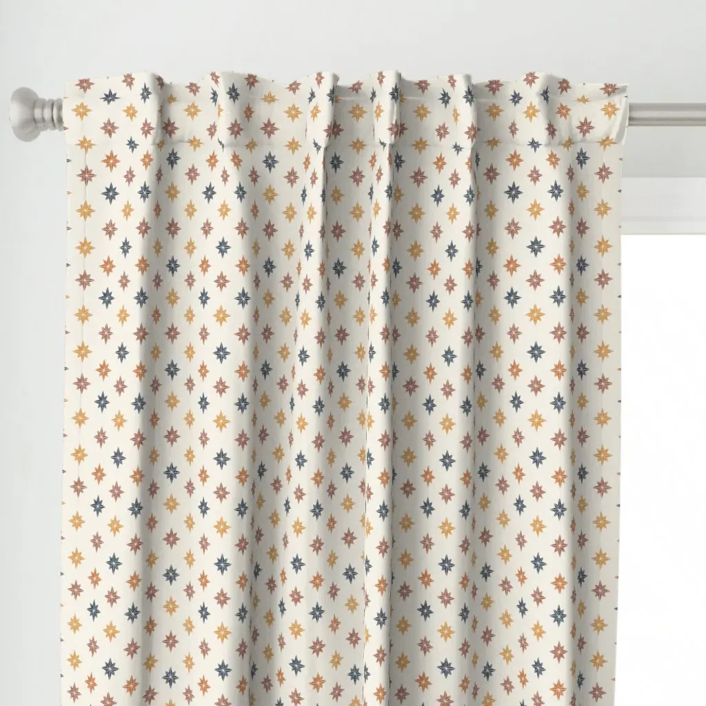 Bon Bon Christmas Stars Curtain Panel - Mustard Yellow alternate view