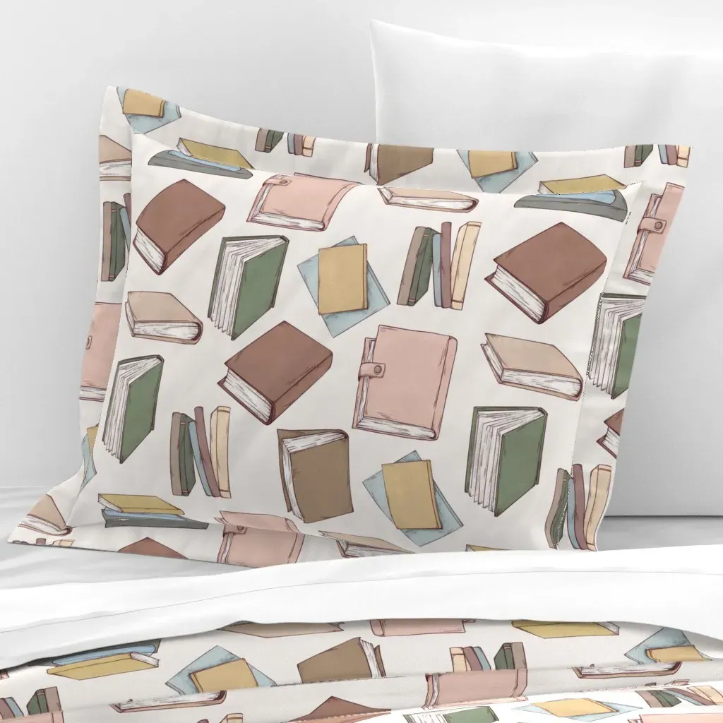 Book Haven Wide Cotton Sateen Standard Flanged Pillowcase - Light Beige product