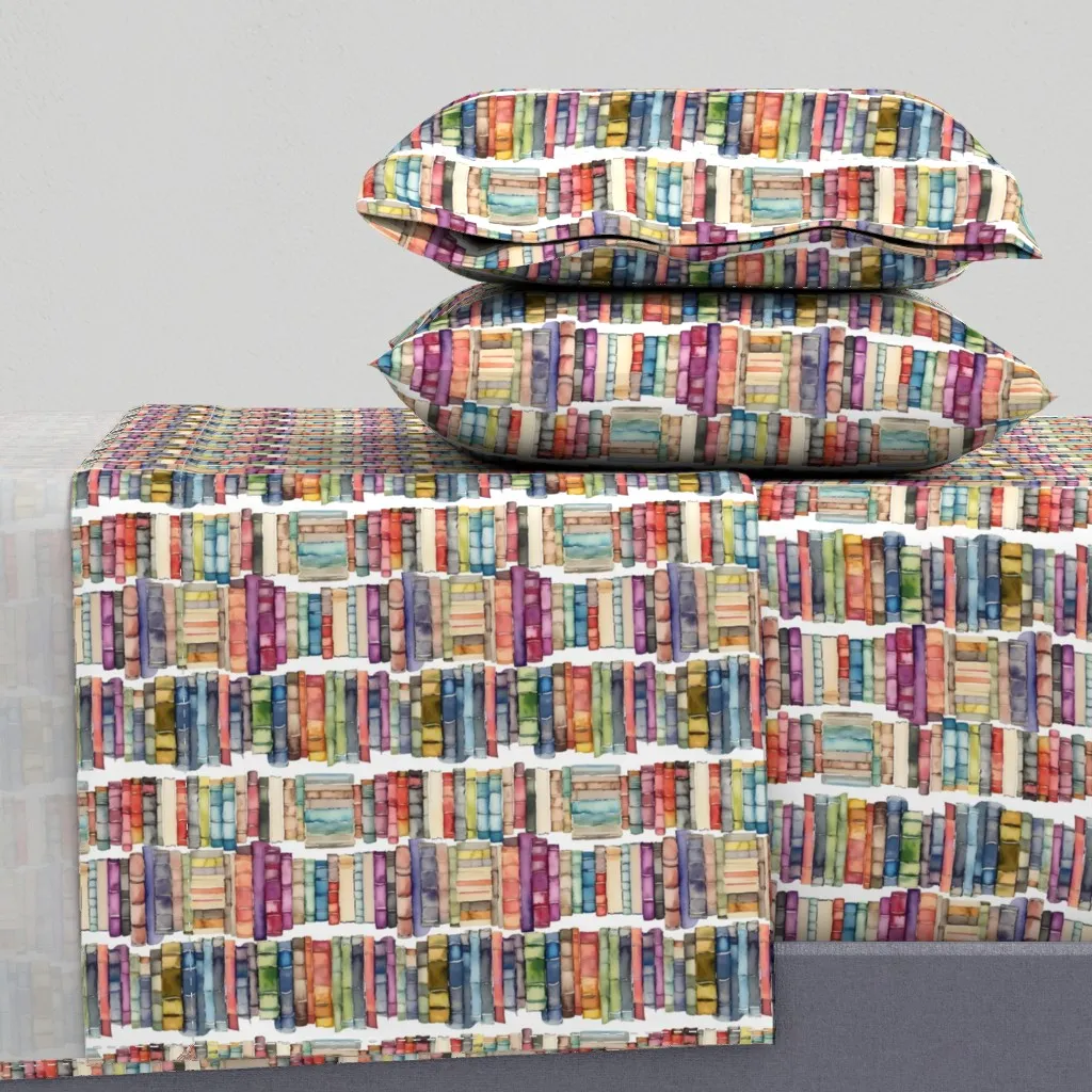 Book Stack 2 Twin Sheet Set - Watercolor Multi product