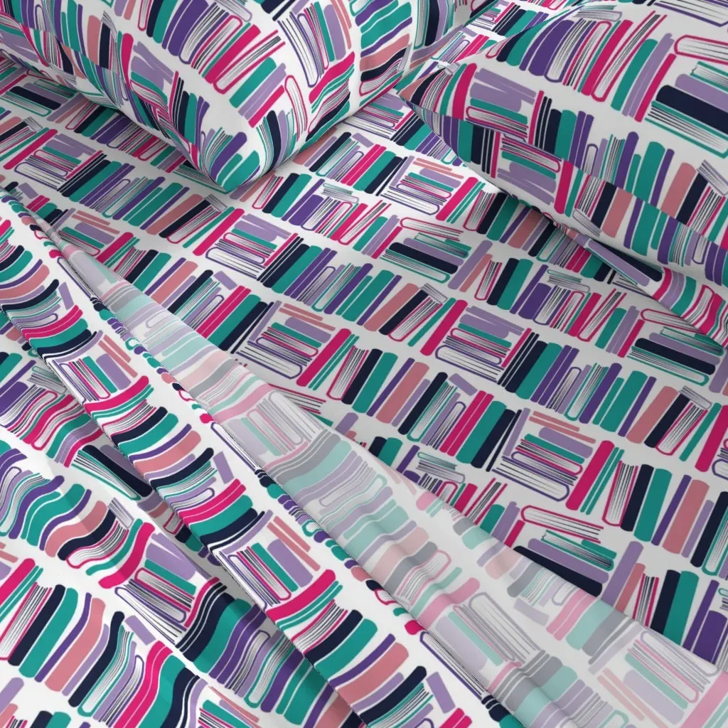 Bookish Soul White Bookshelf Twin Sheet Set - Pink alternate view