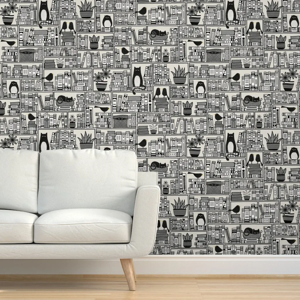Books And More Books Peel and Stick Wallpaper - Black product