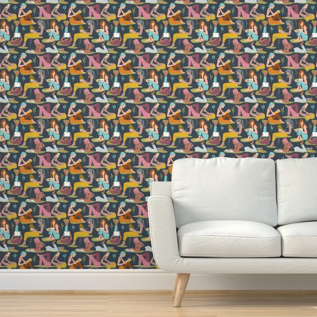 Books Are A Girl's Best Friend Peel and Stick Wallpaper - Teal product