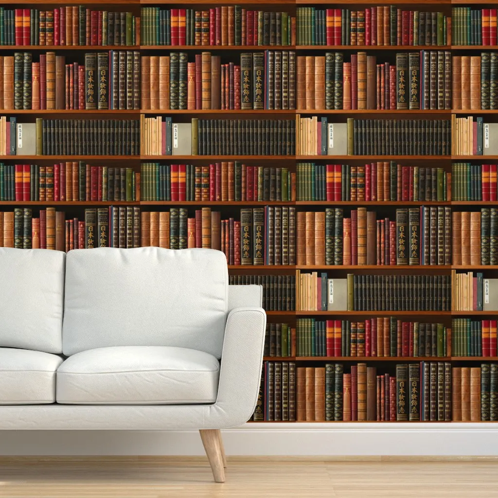 Bookshelf Library Peel and Stick Wallpaper - Brown product