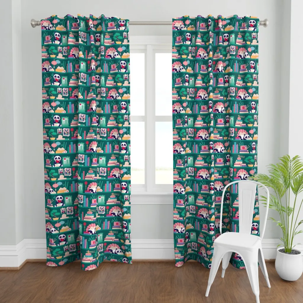 Bookshelf Panda S Curtain Panel - Teal product
