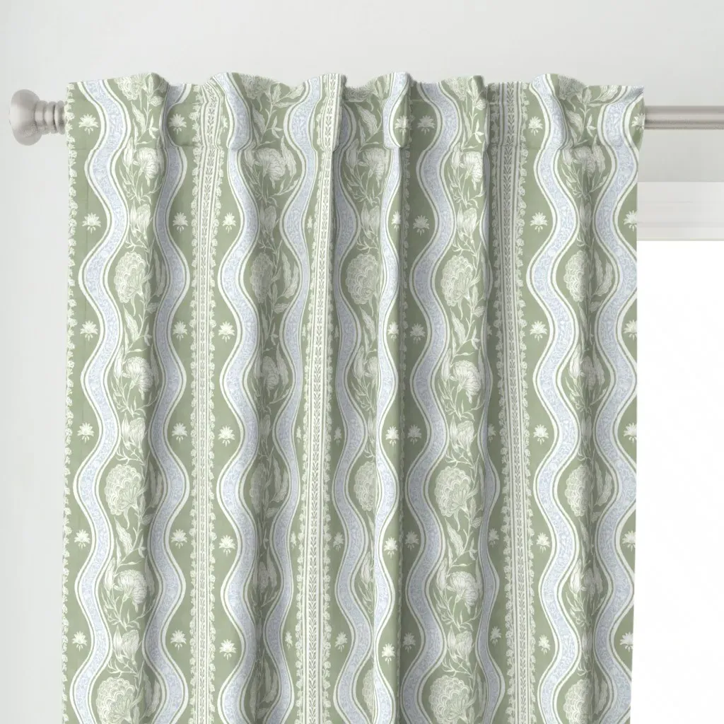 Border Aab597 Curtain Panel - Sage Green alternate view