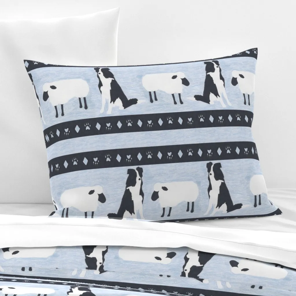 Border Collie And Sheep Standard Knife Edge Pillow - White, Cotton Sateen product