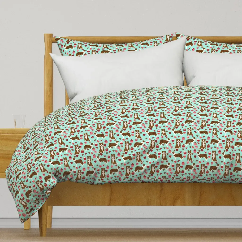 Border Collie Valentines Day Duvet Cover - Brown product