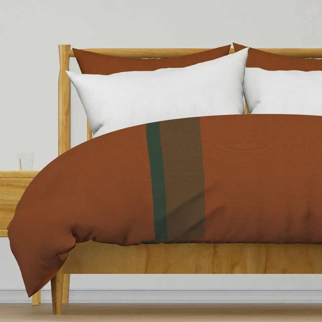 Border Stripe Copper-Forest Duvet Cover - Burnt Orange product