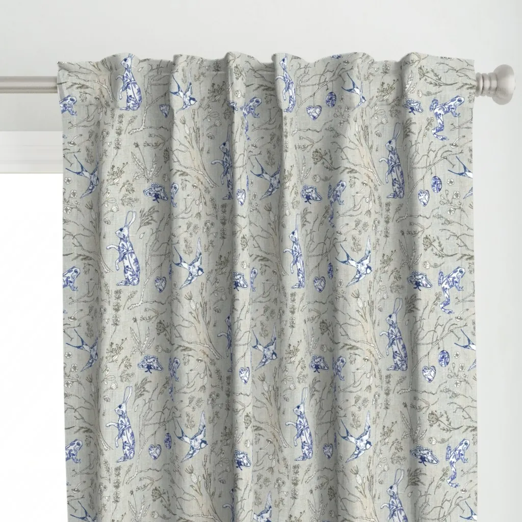 Botanica Wilde Hemp Curtain Panel - Blue alternate view