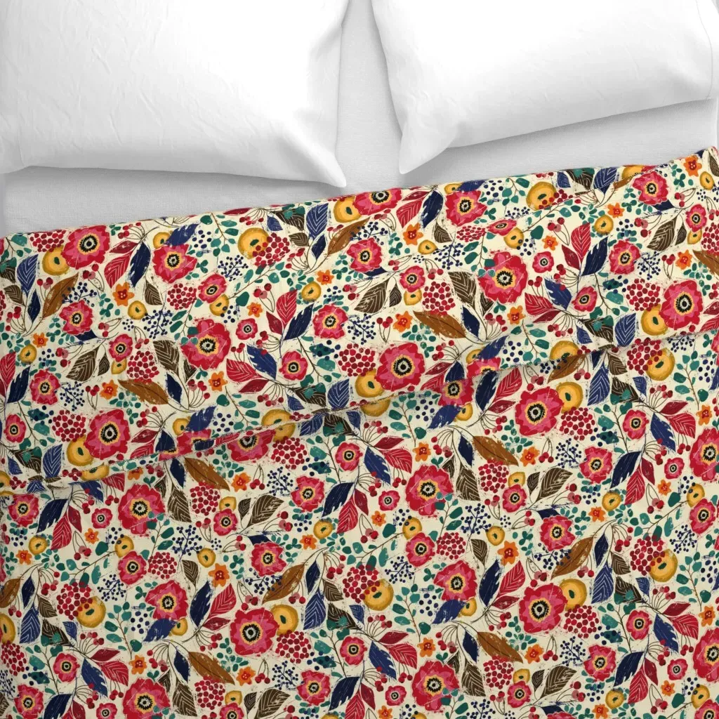 Botanical Block Print Duvet Cover - Pink alternate view