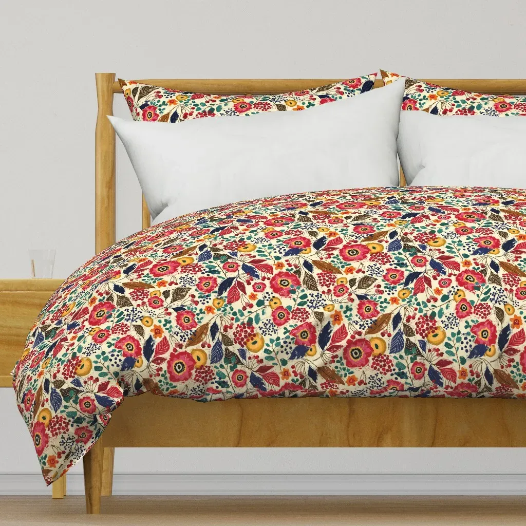 Botanical Block Print Duvet Cover - Pink product