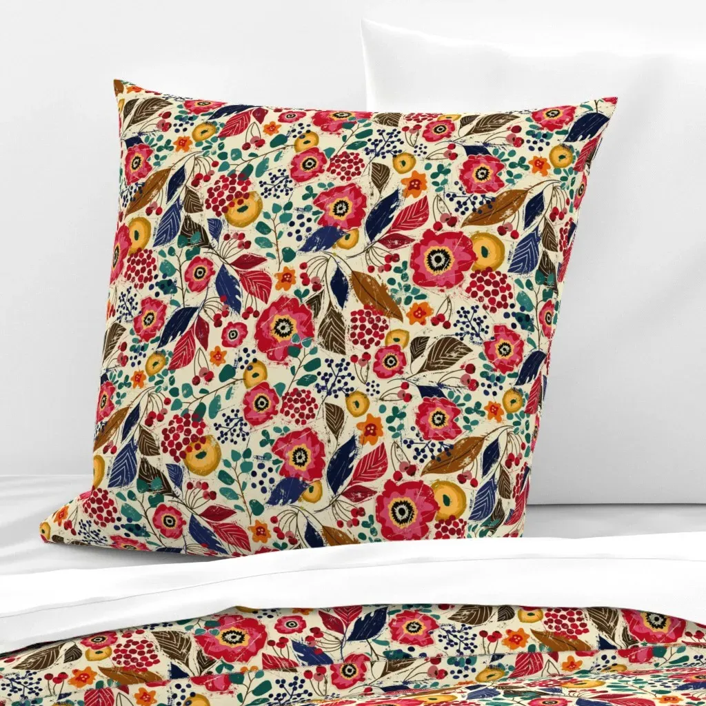 Botanical Block Print Euro Pillow Sham - Pink product