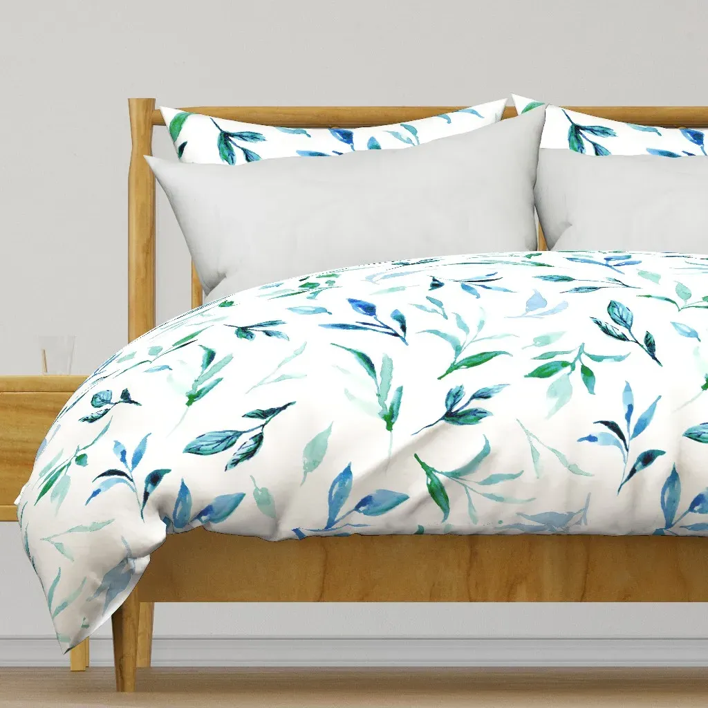 Botanical Blue Leaves Garden Duvet Cover - Teal product