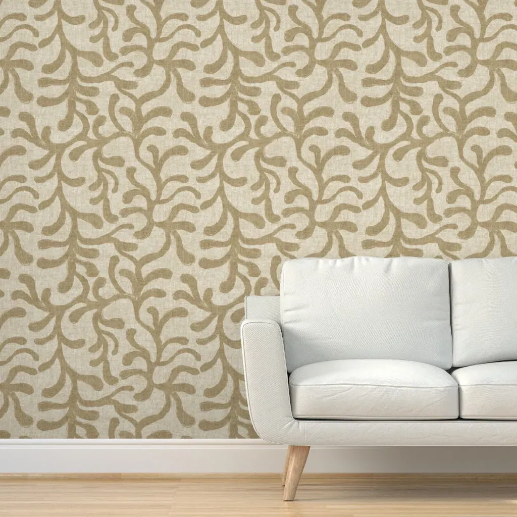Botanical Branch Silhouettes Peel and Stick Wallpaper - Beige, Linen product