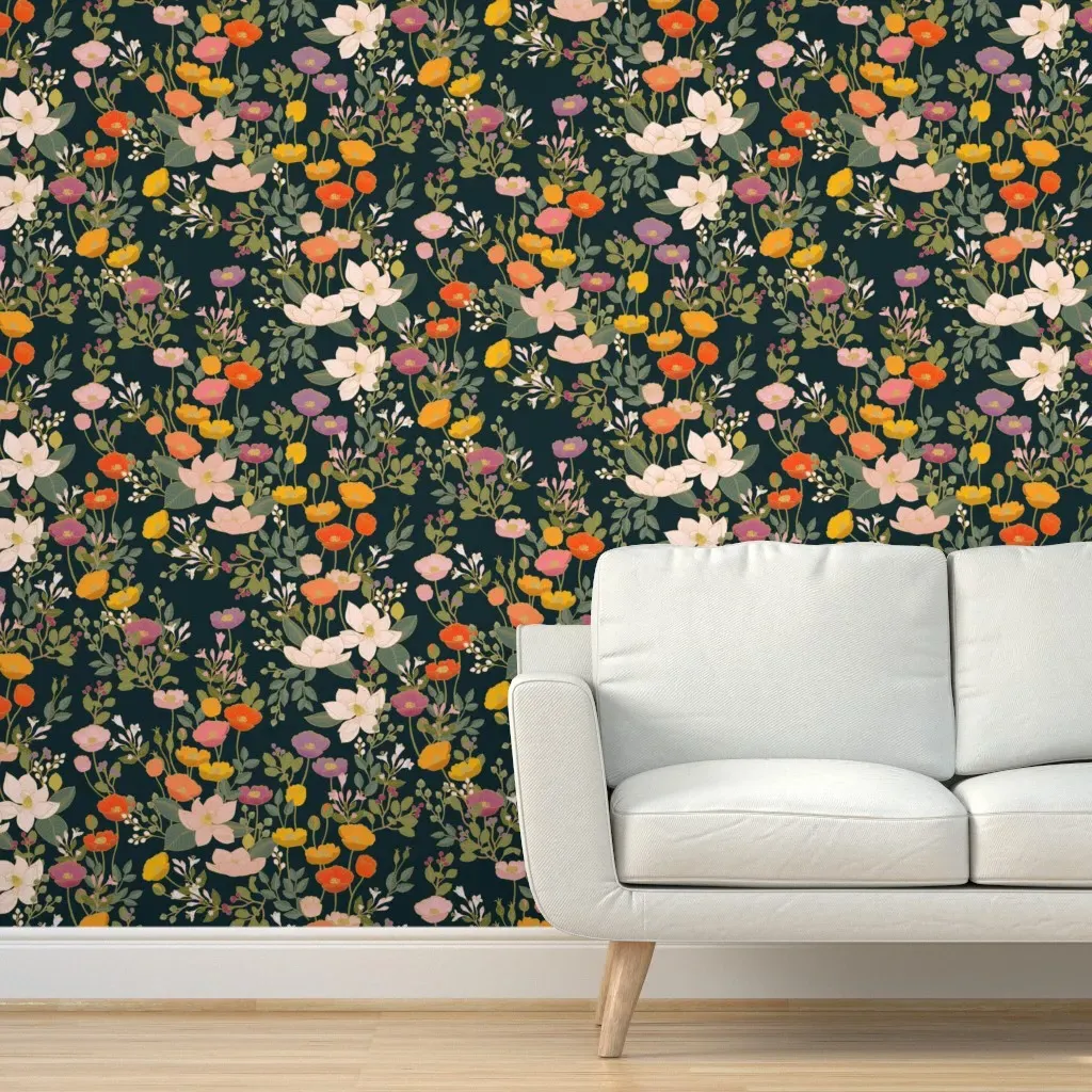 Botanical Cloisonne Garden Peel and Stick Wallpaper - Green product