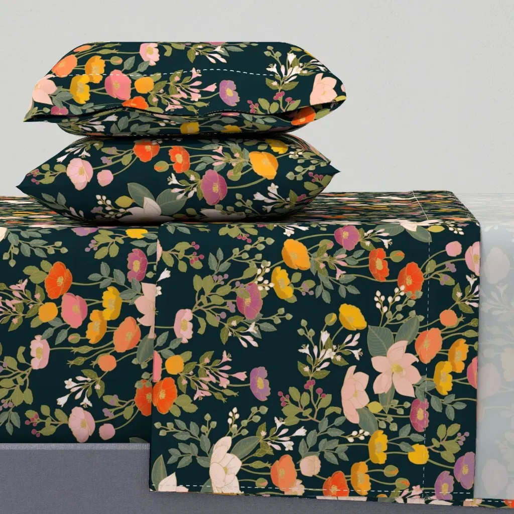 Botanical Cloisonne Garden Queen Sheet Set - Orange product