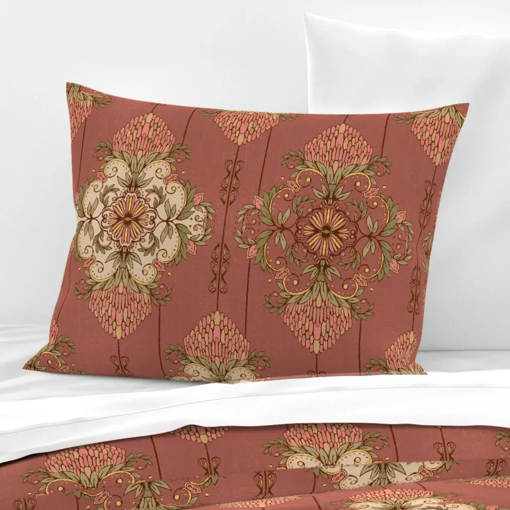 Botanical Damask Standard Knife Edge Pillow - Dusty Rose, Cotton Sateen product